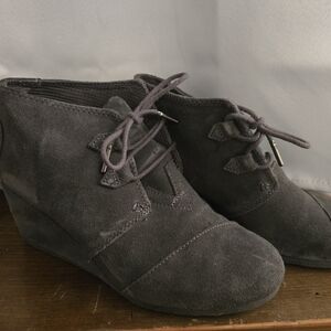 Toms Black Suede Wedge Shoes